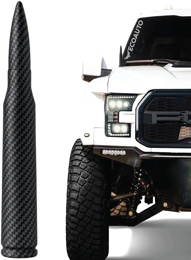EcoAuto Bullet Antenna Replacement for Dodge Ram & Ford F150 F250 F350 Super Duty Ford Raptor Bronco Trucks - Anti-Theft Design - Radio Antenna for Truck 1990 - Current (Carbon Fiber) - Image 1